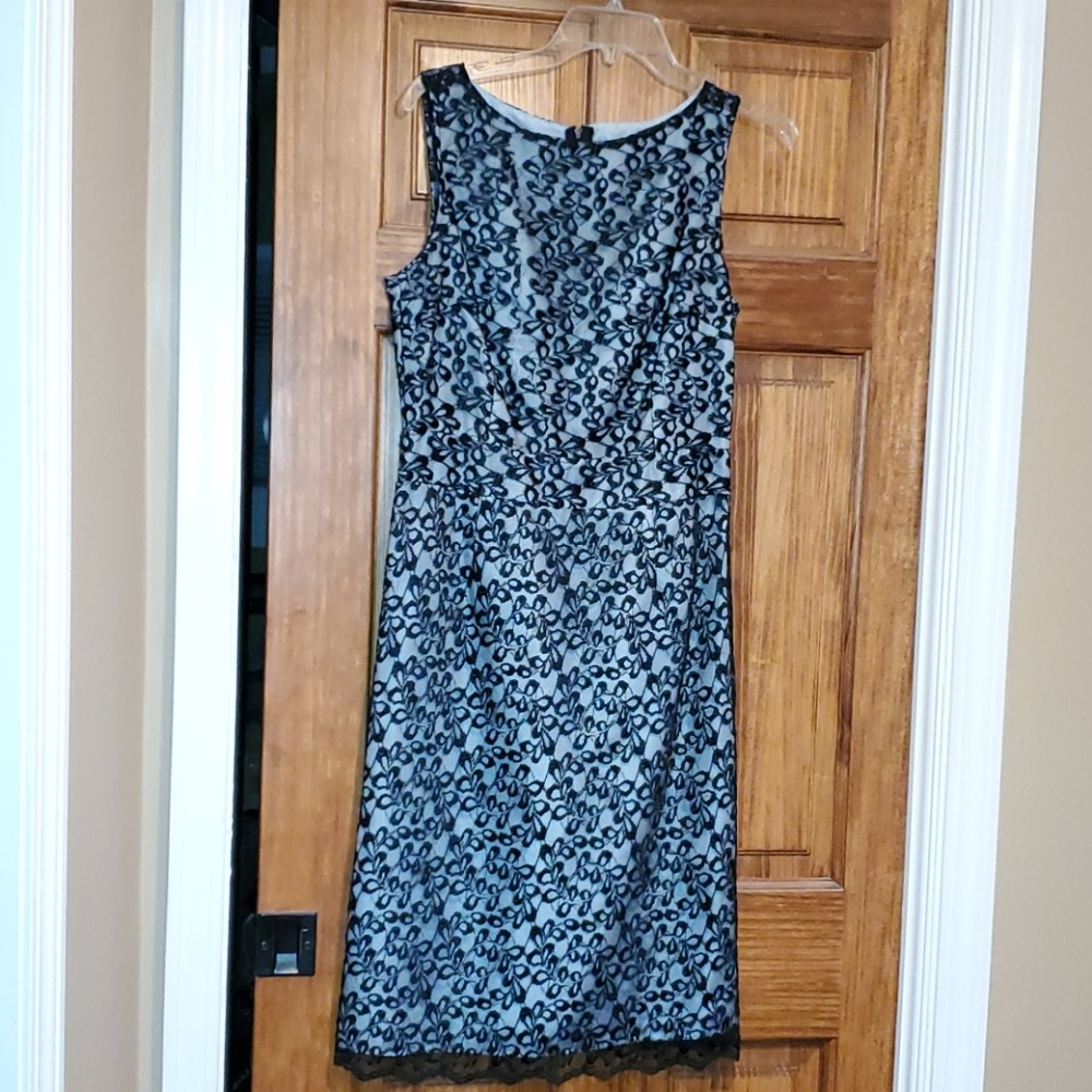 Lace overlay sheath dress